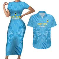 Custom Saint Lucia Cricket Couples Matching Short Sleeve Bodycon Dress and Hawaiian Shirt Go Champions Beinspired
