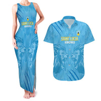 Custom Saint Lucia Cricket Couples Matching Tank Maxi Dress and Hawaiian Shirt Go Champions Beinspired