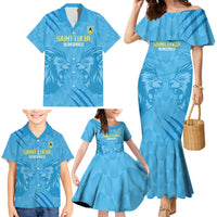 Custom Saint Lucia Cricket Family Matching Mermaid Dress and Hawaiian Shirt Go Champions Beinspired