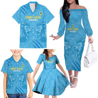 Custom Saint Lucia Cricket Family Matching Off The Shoulder Long Sleeve Dress and Hawaiian Shirt Go Champions Beinspired