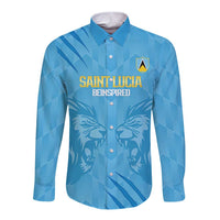 Custom Saint Lucia Cricket Long Sleeve Button Shirt Go Champions Beinspired