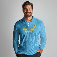 Custom Saint Lucia Cricket Long Sleeve Polo Shirt Go Champions Beinspired