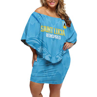 Custom Saint Lucia Cricket Off Shoulder Short Dress Go Champions Beinspired