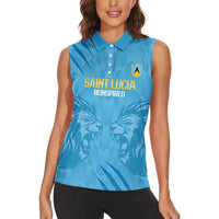 Custom Saint Lucia Cricket Women Sleeveless Polo Shirt Go Champions Beinspired