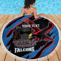 Custom Antigua and Barbuda Cricket Beach Blanket Go Champions Falcons