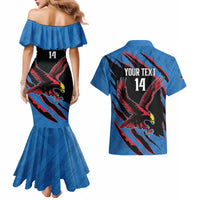 Custom Antigua and Barbuda Cricket Couples Matching Mermaid Dress and Hawaiian Shirt Go Champions Falcons