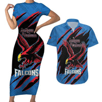 Custom Antigua and Barbuda Cricket Couples Matching Short Sleeve Bodycon Dress and Hawaiian Shirt Go Champions Falcons