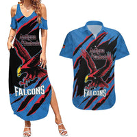 Custom Antigua and Barbuda Cricket Couples Matching Summer Maxi Dress and Hawaiian Shirt Go Champions Falcons