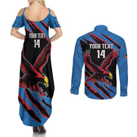 Custom Antigua and Barbuda Cricket Couples Matching Summer Maxi Dress and Long Sleeve Button Shirt Go Champions Falcons