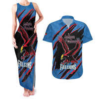 Custom Antigua and Barbuda Cricket Couples Matching Tank Maxi Dress and Hawaiian Shirt Go Champions Falcons