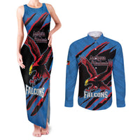 Custom Antigua and Barbuda Cricket Couples Matching Tank Maxi Dress and Long Sleeve Button Shirt Go Champions Falcons
