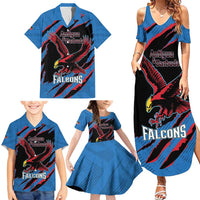 Custom Antigua and Barbuda Cricket Family Matching Summer Maxi Dress and Hawaiian Shirt Go Champions Falcons