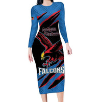 Custom Antigua and Barbuda Cricket Long Sleeve Bodycon Dress Go Champions Falcons
