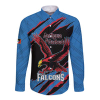 Custom Antigua and Barbuda Cricket Long Sleeve Button Shirt Go Champions Falcons