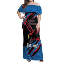 Custom Antigua and Barbuda Cricket Off Shoulder Maxi Dress Go Champions Falcons