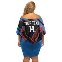 Custom Antigua and Barbuda Cricket Off Shoulder Short Dress Go Champions Falcons