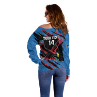 Custom Antigua and Barbuda Cricket Off Shoulder Sweater Go Champions Falcons