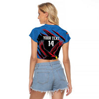 Custom Antigua and Barbuda Cricket Raglan Cropped T Shirt Go Champions Falcons
