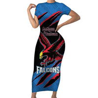 Custom Antigua and Barbuda Cricket Short Sleeve Bodycon Dress Go Champions Falcons