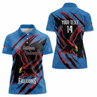 Custom Antigua and Barbuda Cricket Women Polo Shirt Go Champions Falcons