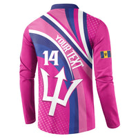 Custom Barbados Royals Cricket Button Sweatshirt Go Champions Tridents Pink Version