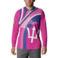 Custom Barbados Royals Cricket Button Sweatshirt Go Champions Tridents Pink Version