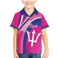 Custom Barbados Royals Cricket Family Matching Mermaid Dress and Hawaiian Shirt Go Champions Tridents Pink Version