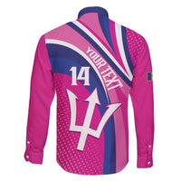 Custom Barbados Royals Cricket Family Matching Off Shoulder Short Dress and Hawaiian Shirt Go Champions Tridents Pink Version