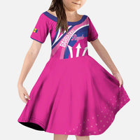 Custom Barbados Royals Cricket Kid Short Sleeve Dress Go Champions Tridents Pink Version