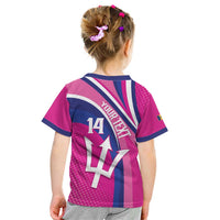 Custom Barbados Royals Cricket Kid T Shirt Go Champions Tridents Pink Version