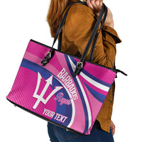 Custom Barbados Royals Cricket Leather Tote Bag Go Champions Tridents Pink Version