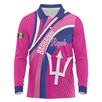 Custom Barbados Royals Cricket Long Sleeve Polo Shirt Go Champions Tridents Pink Version