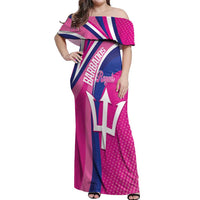 Custom Barbados Royals Cricket Off Shoulder Maxi Dress Go Champions Tridents Pink Version