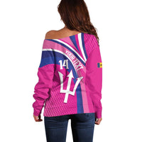 Custom Barbados Royals Cricket Off Shoulder Sweater Go Champions Tridents Pink Version