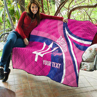 Custom Barbados Royals Cricket Quilt Go Champions Tridents Pink Version