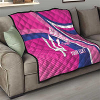 Custom Barbados Royals Cricket Quilt Go Champions Tridents Pink Version