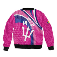 Custom Barbados Royals Cricket Sleeve Zip Bomber Jacket Go Champions Tridents Pink Version