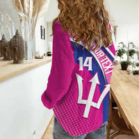 Custom Barbados Royals Cricket Women Casual Shirt Go Champions Tridents Pink Version