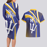 Custom Barbados Royals Cricket Couples Matching Long Sleeve Bodycon Dress and Hawaiian Shirt Go Champions Tridents Yellow Version