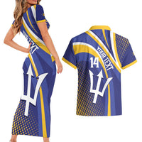 Custom Barbados Royals Cricket Couples Matching Short Sleeve Bodycon Dress and Hawaiian Shirt Go Champions Tridents Yellow Version