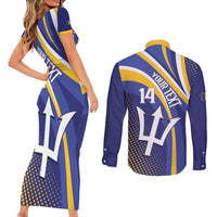 Custom Barbados Royals Cricket Couples Matching Short Sleeve Bodycon Dress and Long Sleeve Button Shirt Go Champions Tridents Yellow Version