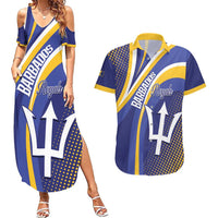 Custom Barbados Royals Cricket Couples Matching Summer Maxi Dress and Hawaiian Shirt Go Champions Tridents Yellow Version
