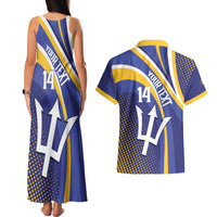 Custom Barbados Royals Cricket Couples Matching Tank Maxi Dress and Hawaiian Shirt Go Champions Tridents Yellow Version