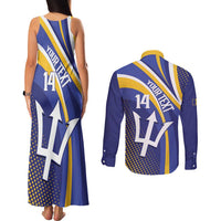 Custom Barbados Royals Cricket Couples Matching Tank Maxi Dress and Long Sleeve Button Shirt Go Champions Tridents Yellow Version