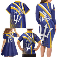Custom Barbados Royals Cricket Family Matching Long Sleeve Bodycon Dress and Hawaiian Shirt Go Champions Tridents Yellow Version