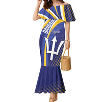 Custom Barbados Royals Cricket Family Matching Mermaid Dress and Hawaiian Shirt Go Champions Tridents Yellow Version