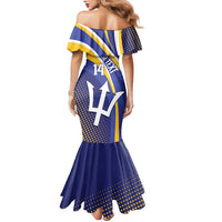 Custom Barbados Royals Cricket Family Matching Mermaid Dress and Hawaiian Shirt Go Champions Tridents Yellow Version