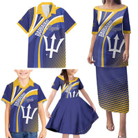 Custom Barbados Royals Cricket Family Matching Puletasi and Hawaiian Shirt Go Champions Tridents Yellow Version