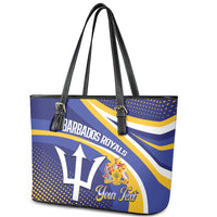 Custom Barbados Royals Cricket Leather Tote Bag Go Champions Tridents Yellow Version