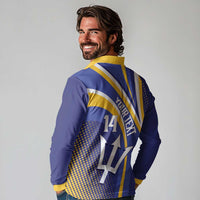 Custom Barbados Royals Cricket Long Sleeve Polo Shirt Go Champions Tridents Yellow Version